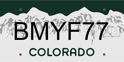 BMYF77 Colorado License Plate