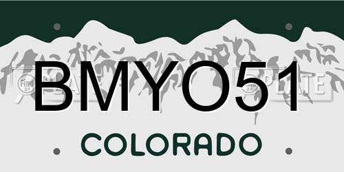 BMYO51 Colorado License Plate