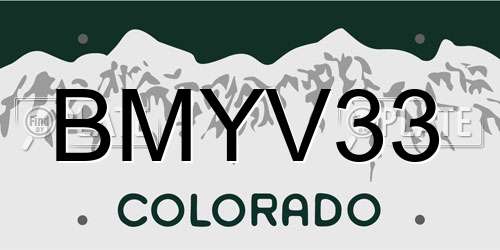 BMYV33 Colorado License Plate