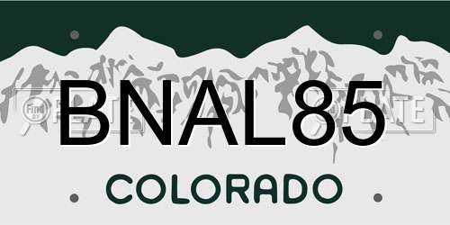 BNAL85 Colorado License Plate
