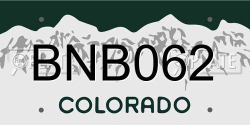 BNB062 Colorado License Plate