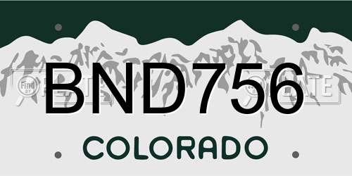 BND756 Colorado License Plate