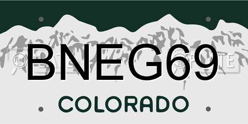 BNEG69 Colorado License Plate