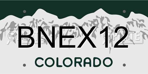 BNEX12 Colorado License Plate