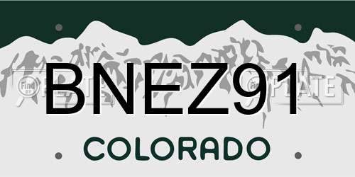 BNEZ91 Colorado License Plate