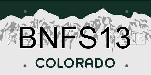 BNFS13 Colorado License Plate