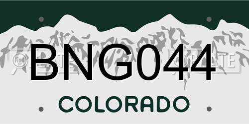 BNG044 Colorado License Plate