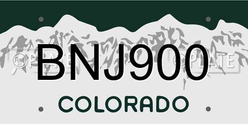 BNJ900 Colorado License Plate