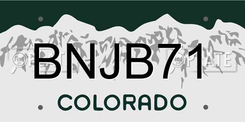 BNJB71 Colorado License Plate