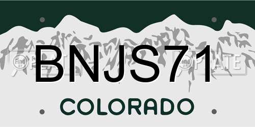 BNJS71 Colorado License Plate