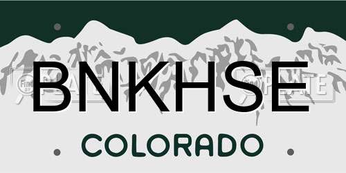 BNKHSE Colorado License Plate