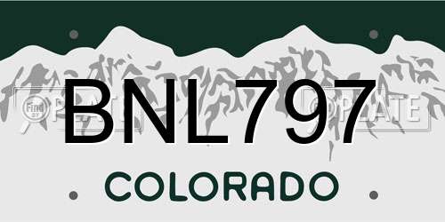 BNL797 Colorado License Plate