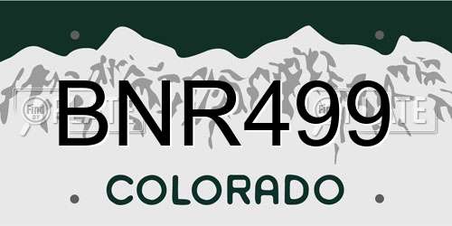 BNR499 Colorado License Plate