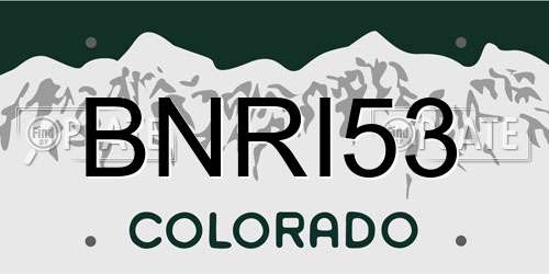 BNRI53 Colorado License Plate