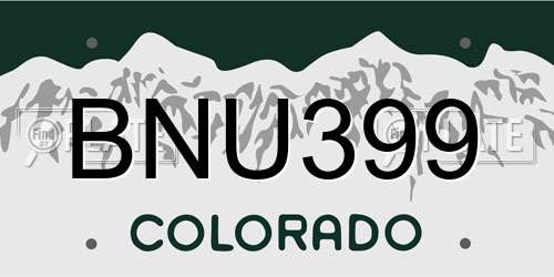 BNU399 Colorado License Plate