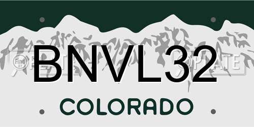 BNVL32 Colorado License Plate