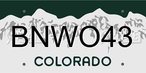BNWO43 Colorado License Plate