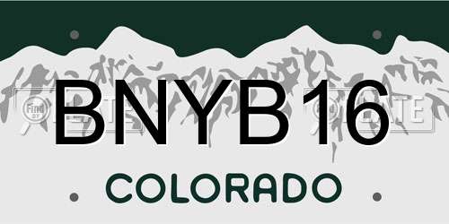BNYB16 Colorado License Plate