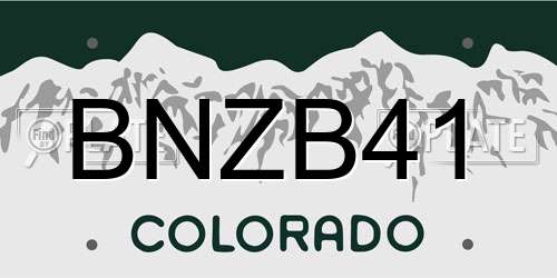 BNZB41 Colorado License Plate