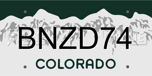 BNZD74 Colorado License Plate