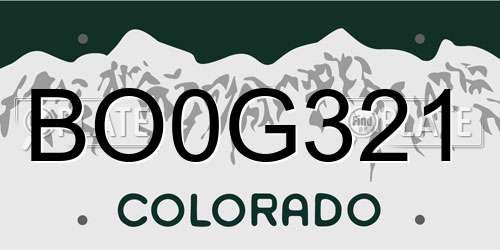 BO0G321 Colorado License Plate