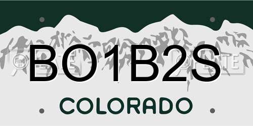 BO1B2S Colorado License Plate