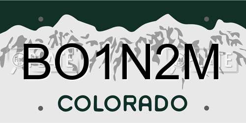 BO1N2M Colorado License Plate