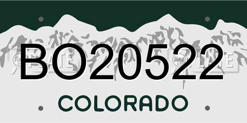 BO20522 Colorado License Plate