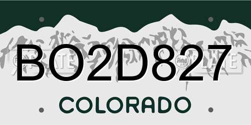 BO2D827 Colorado License Plate