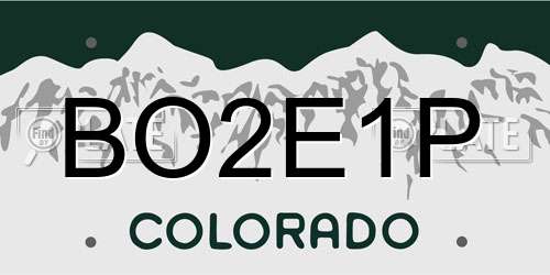 BO2E1P Colorado License Plate