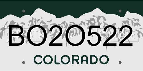 BO2O522 Colorado License Plate
