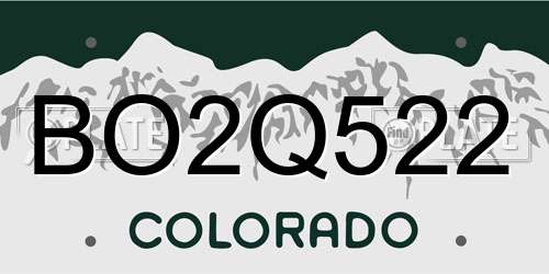 BO2Q522 Colorado License Plate