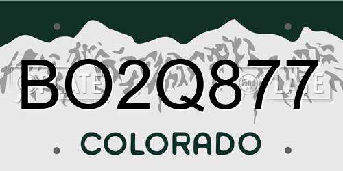 BO2Q877 Colorado License Plate