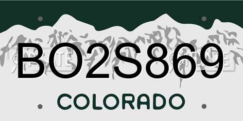 BO2S869 Colorado License Plate