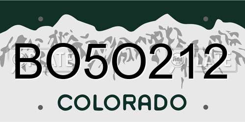 BO5O212 Colorado License Plate