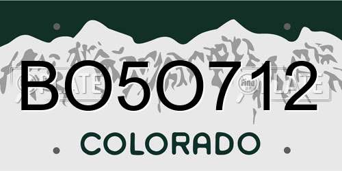 BO5O712 Colorado License Plate