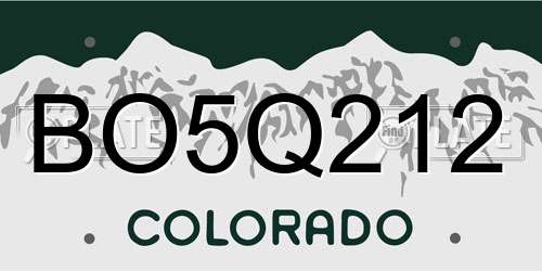 BO5Q212 Colorado License Plate