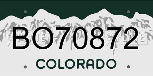 BO70872 Colorado License Plate