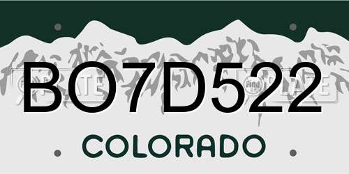 BO7D522 Colorado License Plate
