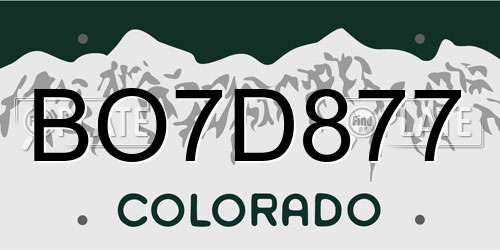 BO7D877 Colorado License Plate