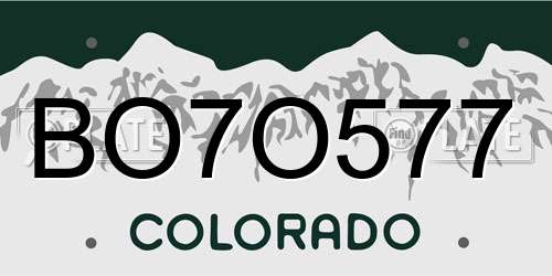 BO7O577 Colorado License Plate