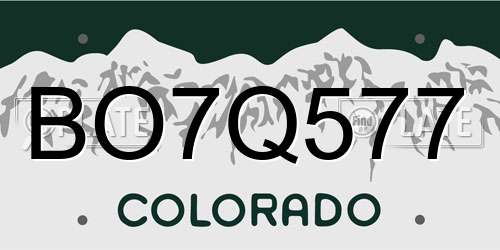 BO7Q577 Colorado License Plate