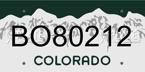 BO80212 Colorado License Plate