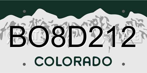 BO8D212 Colorado License Plate