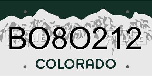 BO8O212 Colorado License Plate