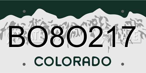 BO8O217 Colorado License Plate