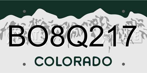 BO8Q217 Colorado License Plate