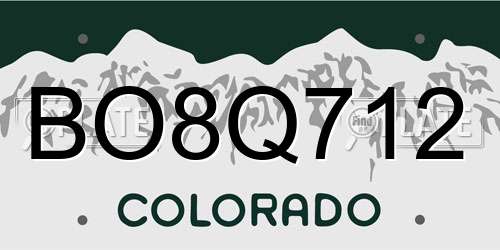 BO8Q712 Colorado License Plate