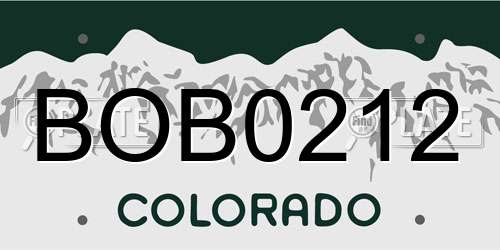 BOB0212 Colorado License Plate