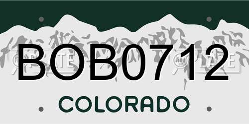 BOB0712 Colorado License Plate